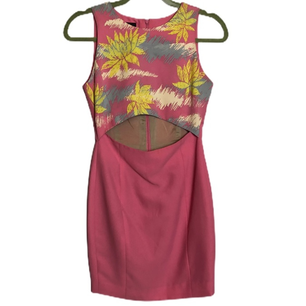 Angelys Balek pink dress leaf print dress